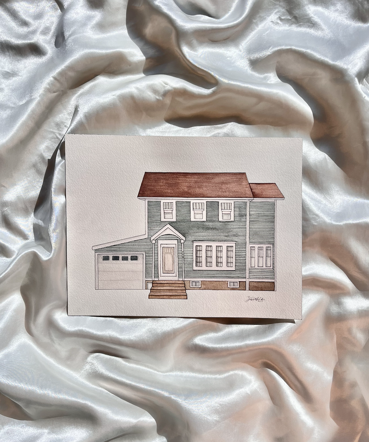Custom Hand-Painted Home Illustration