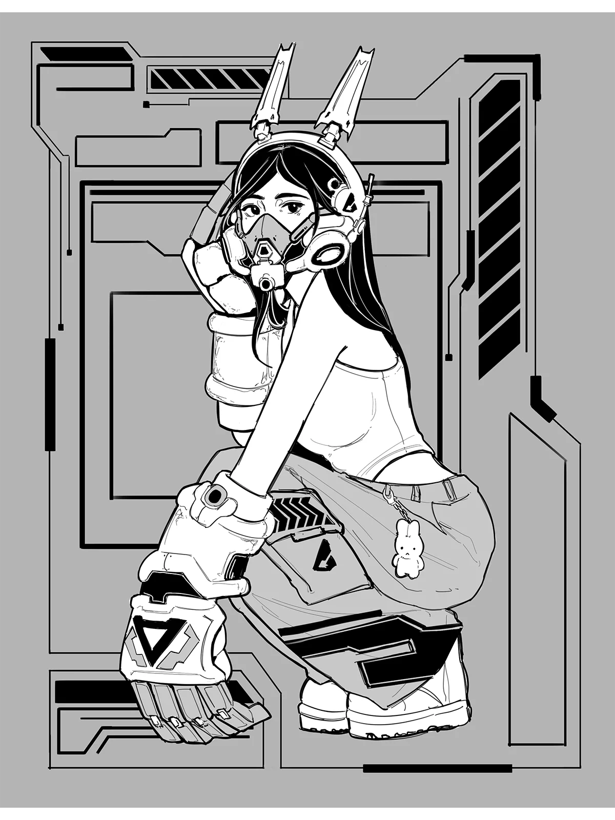 Woman with Bunny Kneeling.webp