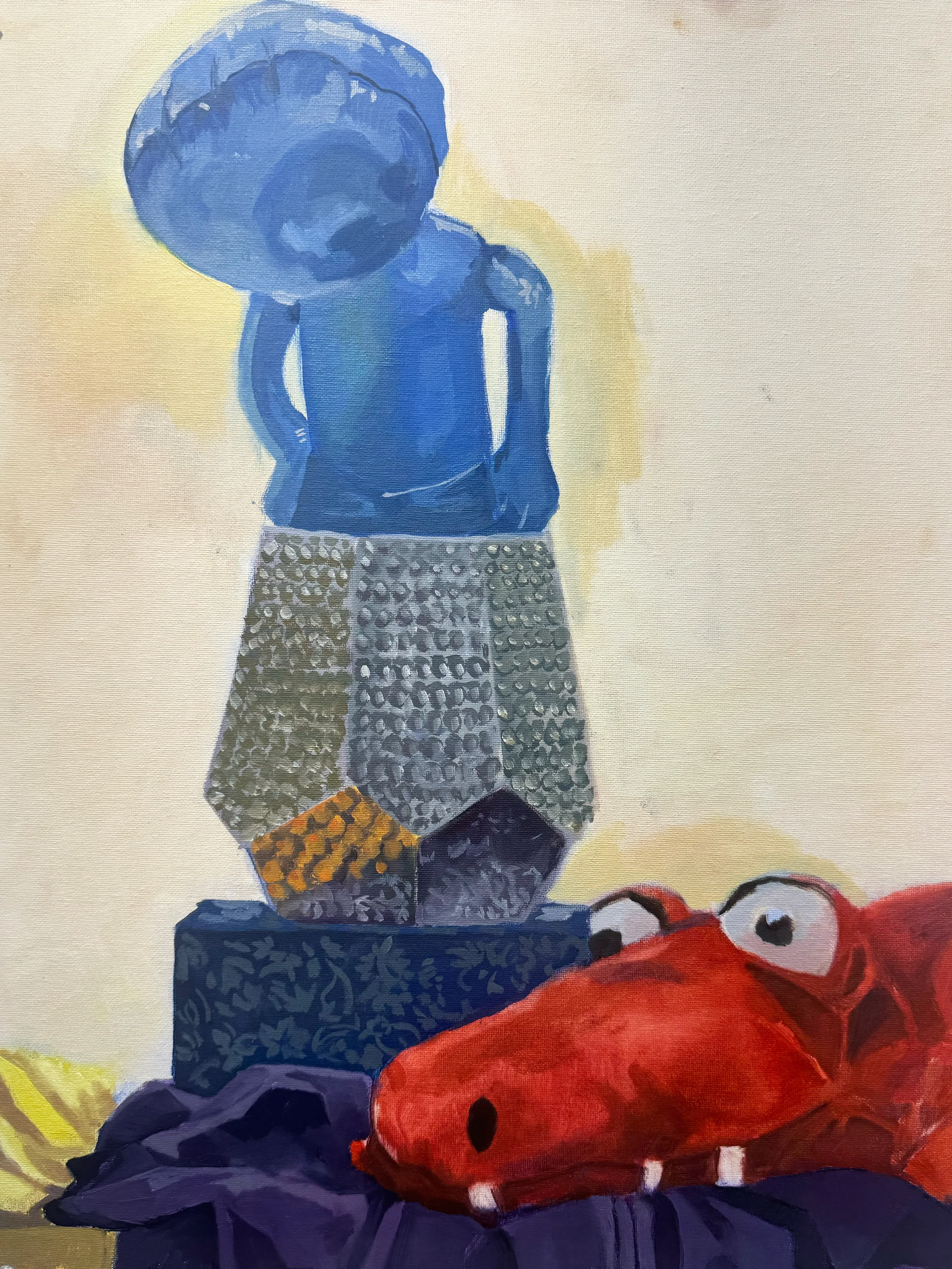 Alligator with Blue Man Physical Painting.webp