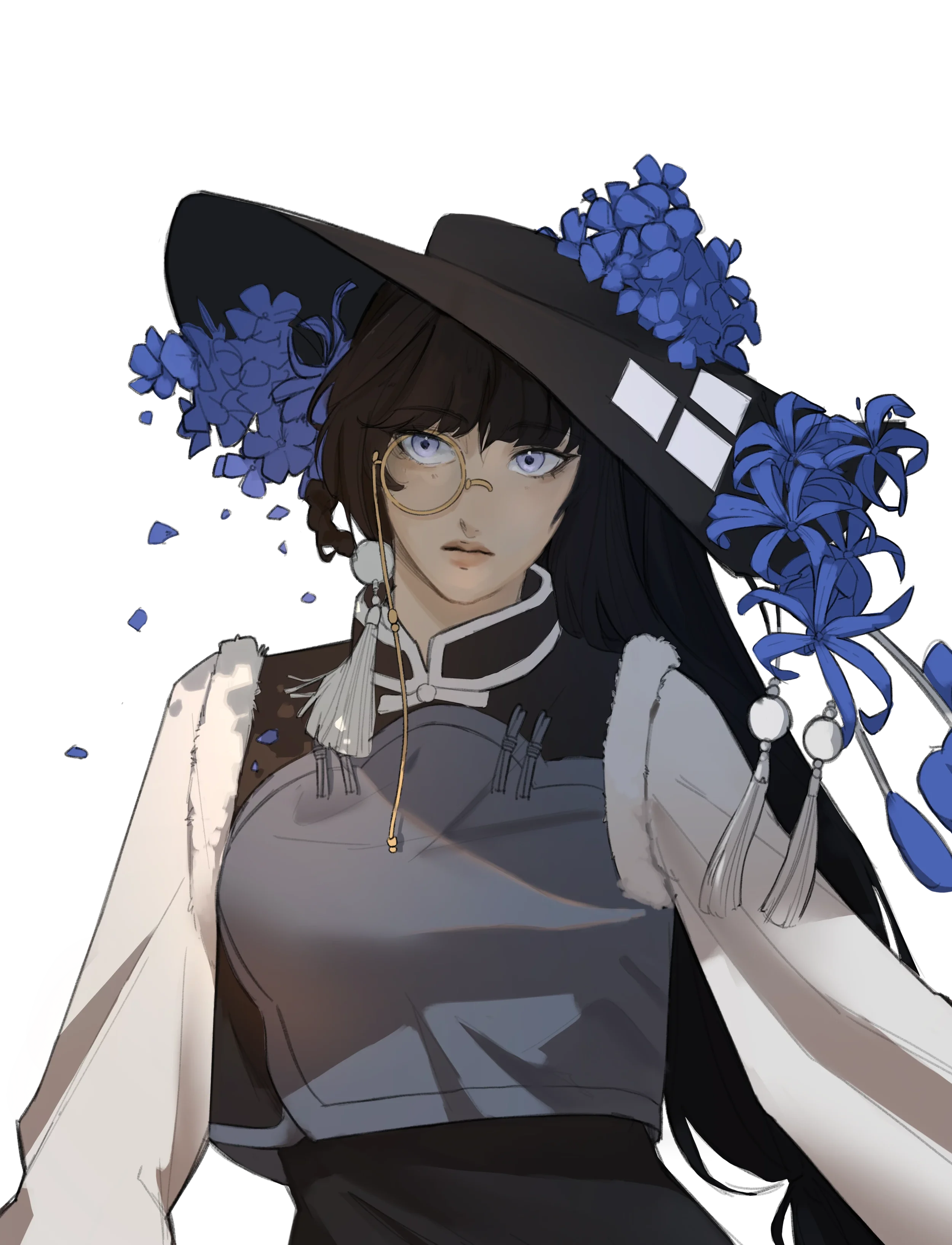 Woman with Monacle and Witches Hat Digital Art.webp