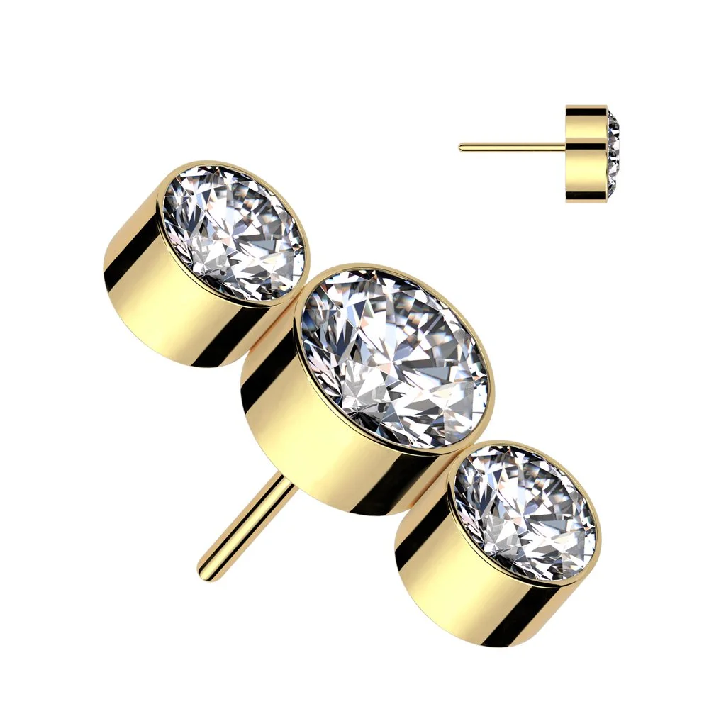 3 Round Bezel Set CZ Curve Top