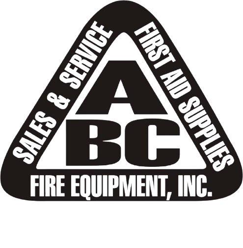 Triangle logo with 'A B C' in the center, 'Sales & Service' and 'Fire and Surcharge' around the top edge, and 'Fire Equipment, Inc.' at the bottom.