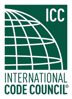 Logo of the International Code Council (ICC) with a stylized globe and the text 'ICC' and 'International Code Council'.