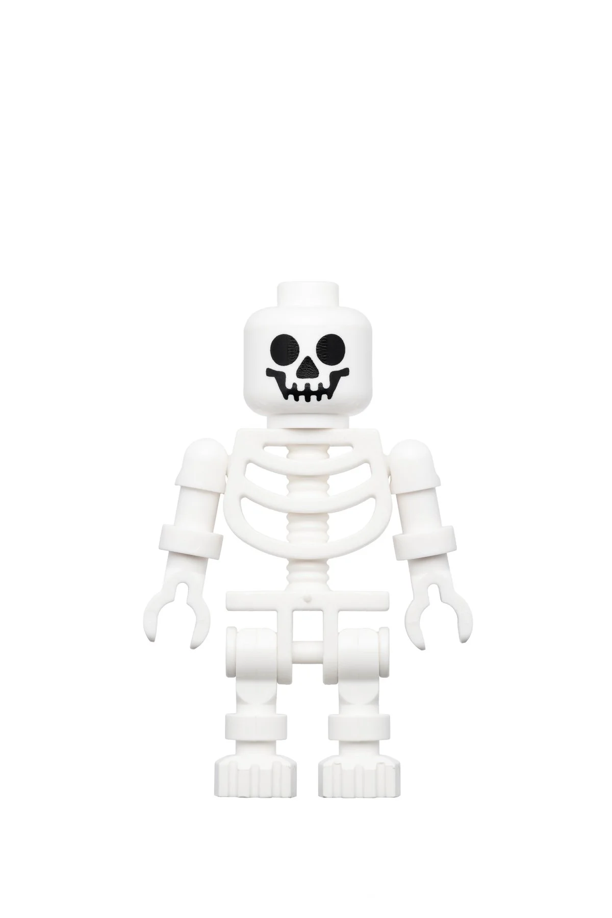 Floppy arm skeleton Lego minifigure white background