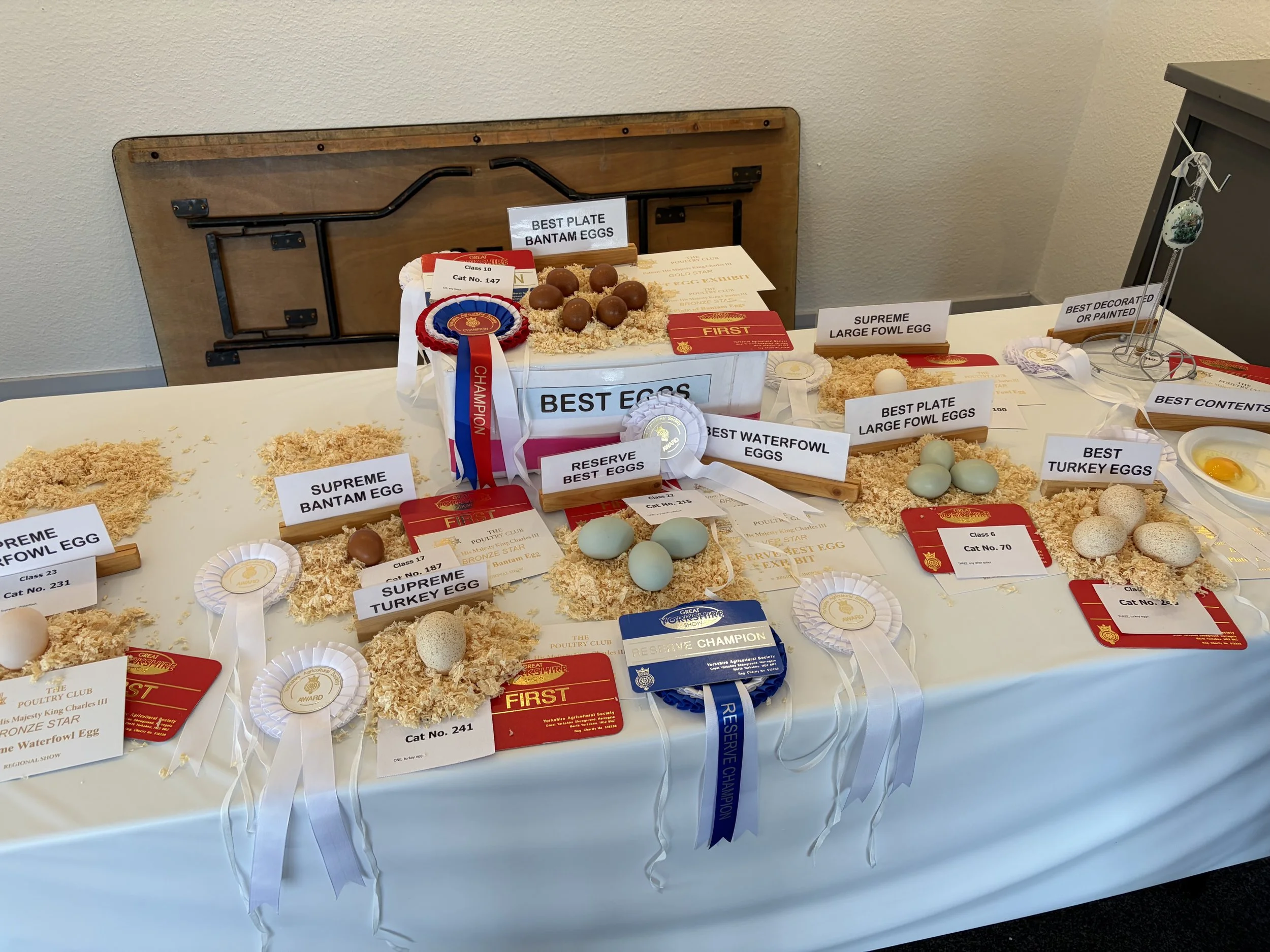 Prize-winning egg entries displayed at the Great Yorkshire Show 2026