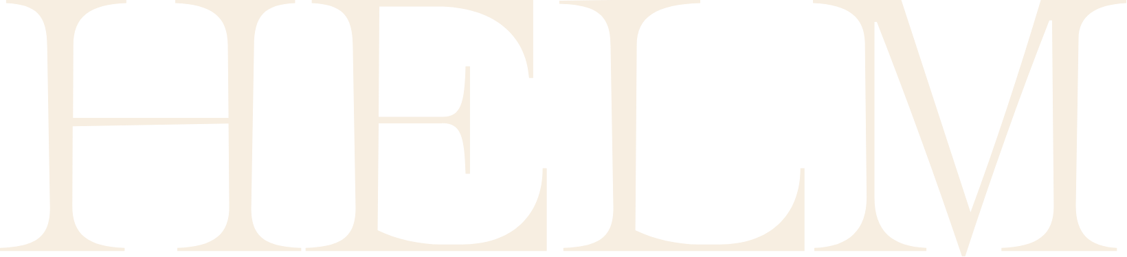 The word 'HELM' written in large, stylized letters on a background