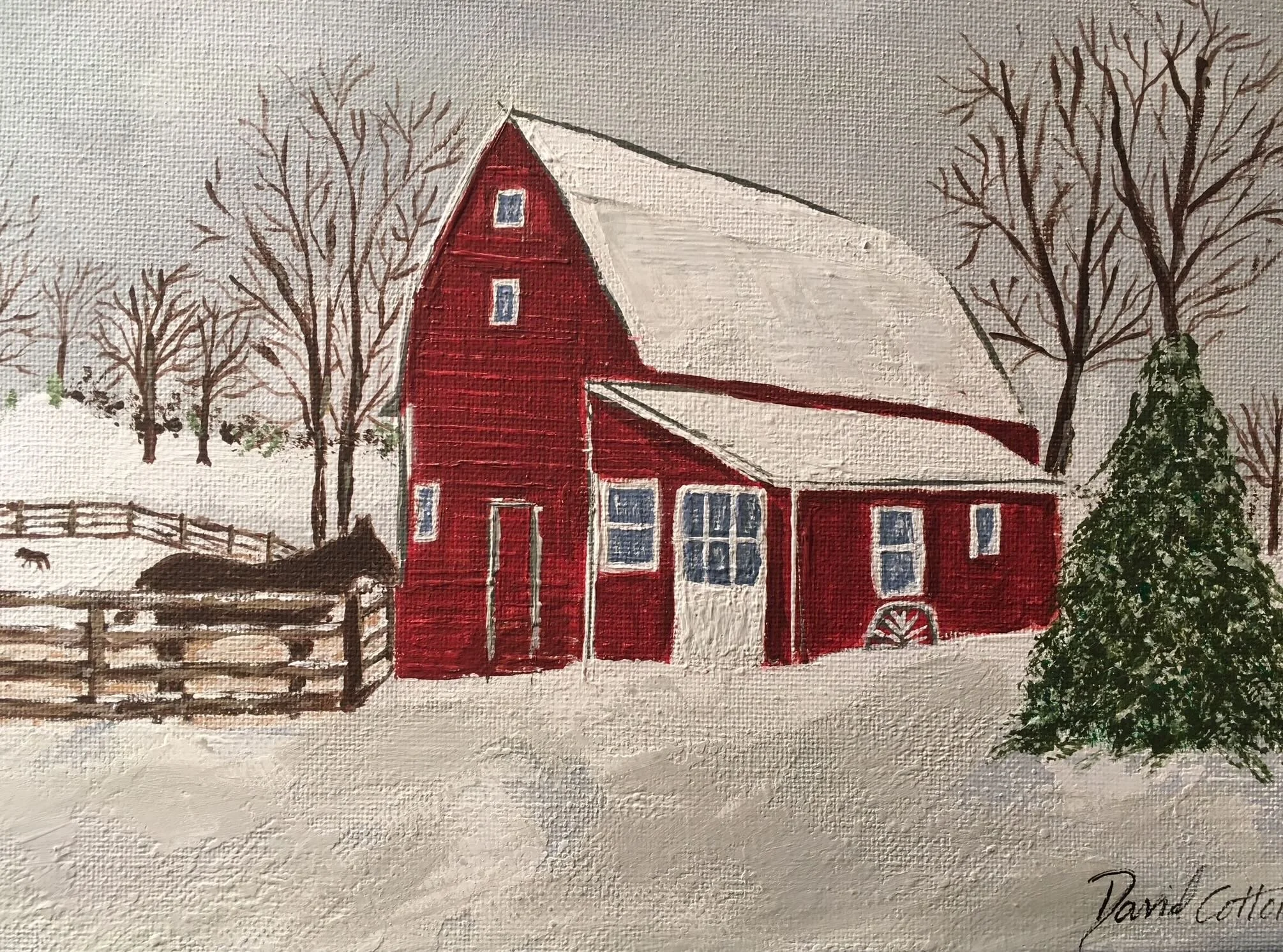 Barn Acrylic Painting