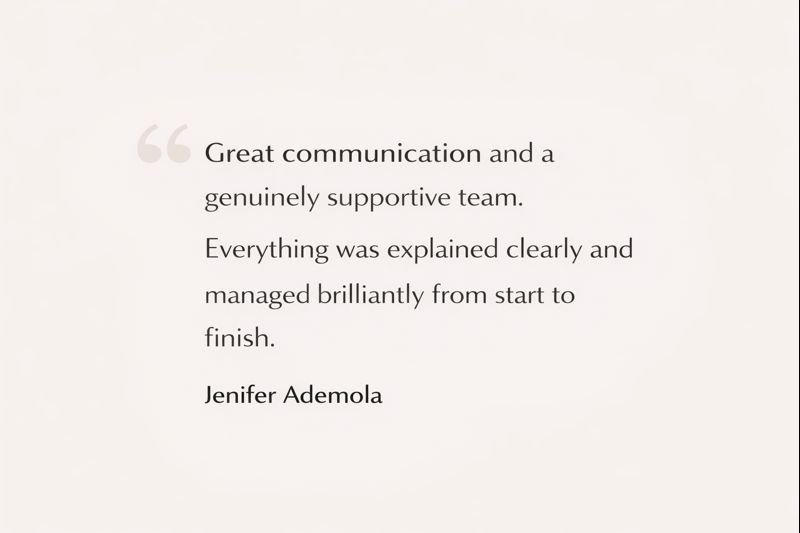 Quote by Jenifer Ademola praising effective communication and supportive team management.