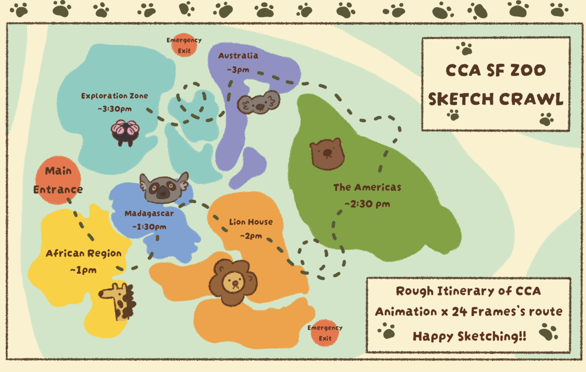 CCA SF Zoo Sketch Crawl Map