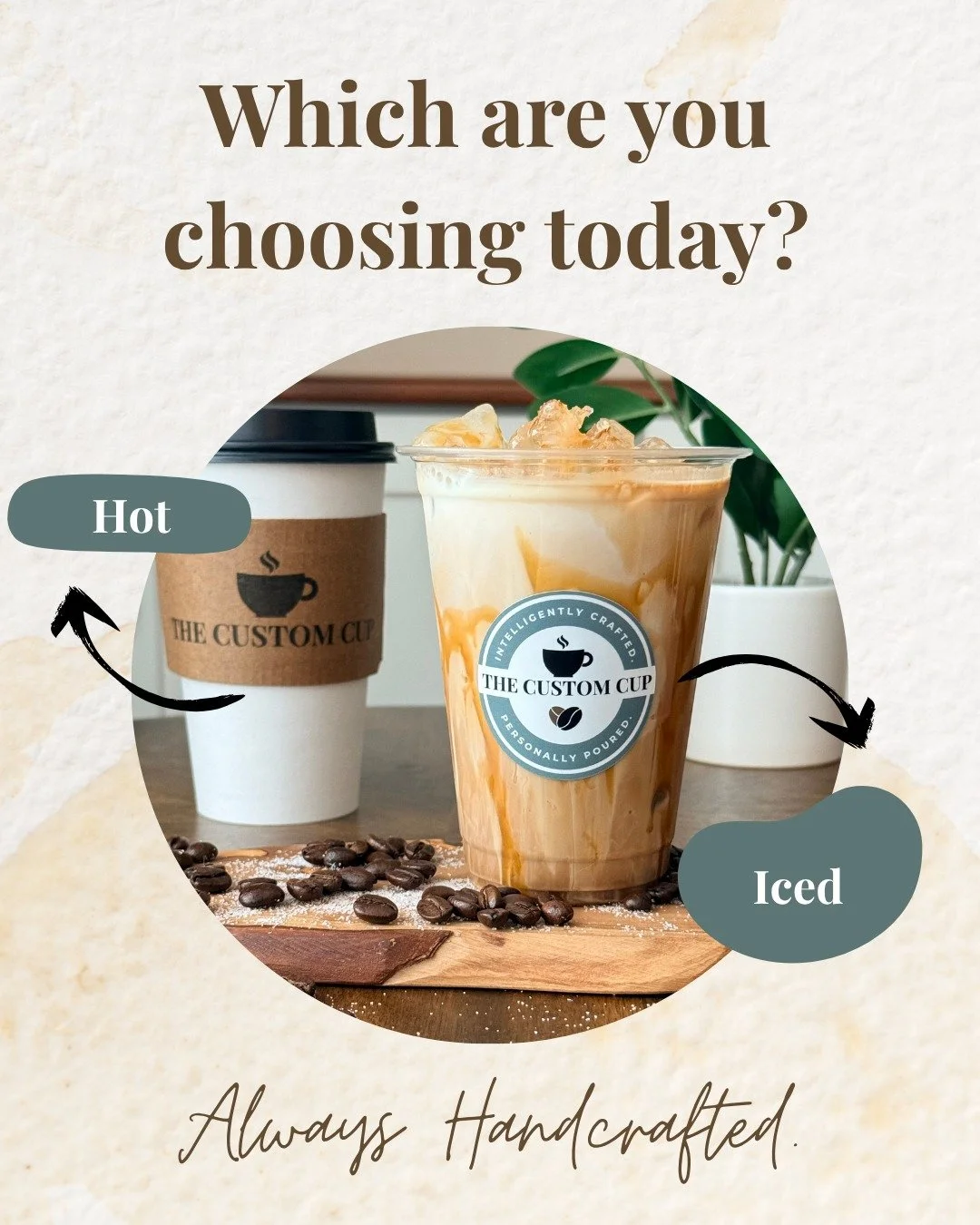 Some guests reach for a cozy latte. Others prefer an iced coffee in hand. 

The good news? With The Custom Cup, they don't have to choose.

Our mobile espresso bar serves handcrafted hot and iced beverages made with quality espresso, premium ingredie