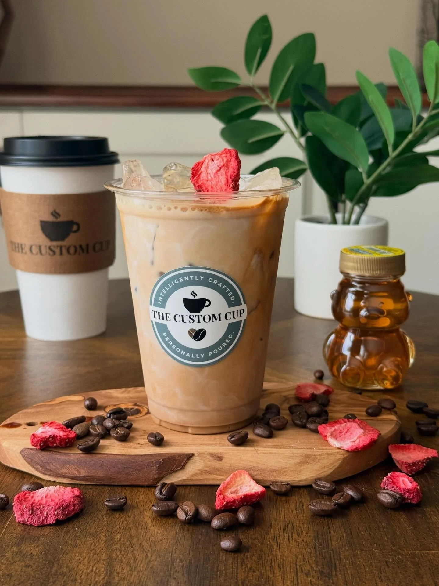 Strawberry Fields Latte. Sweet strawberries meet golden honey in a latte that tastes like summer in a cup.

Crafted with quality ingredients and finished with smooth espresso, this Strawberry Honey Latte is the perfect balance of bright, fruity sweet