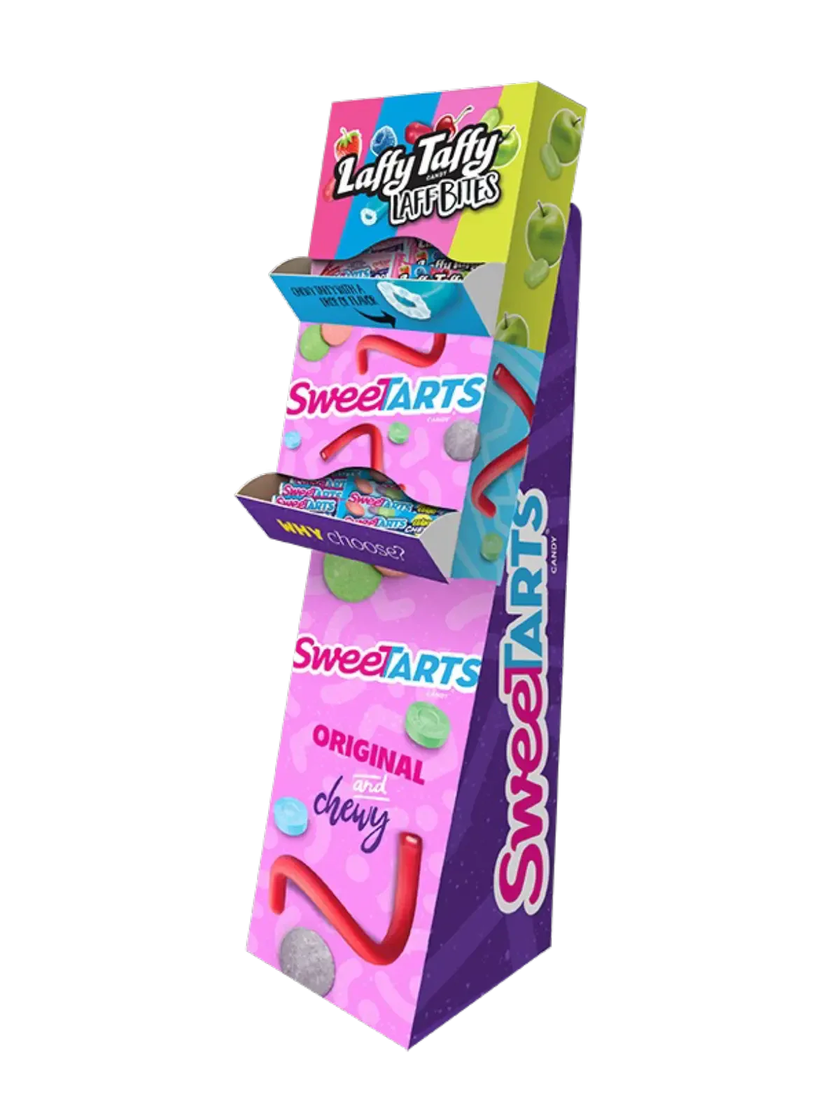 120ct SweeTarts Assorted
Sugar Singles
Floorstand/Sidekick with Laffy Taffy 