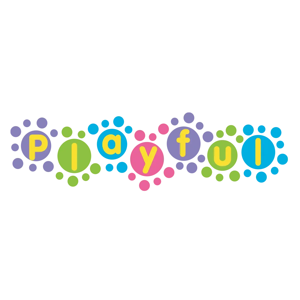 Colorful graphic with the phrase 'party fun' spelled out with letters inside multicolored circles, surrounded by smaller dots.