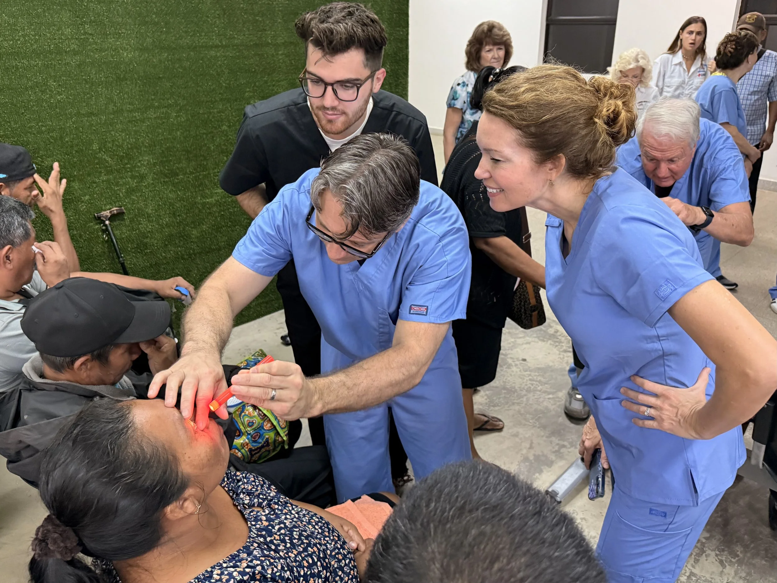Reveal Day, Scott checking post-op vision.