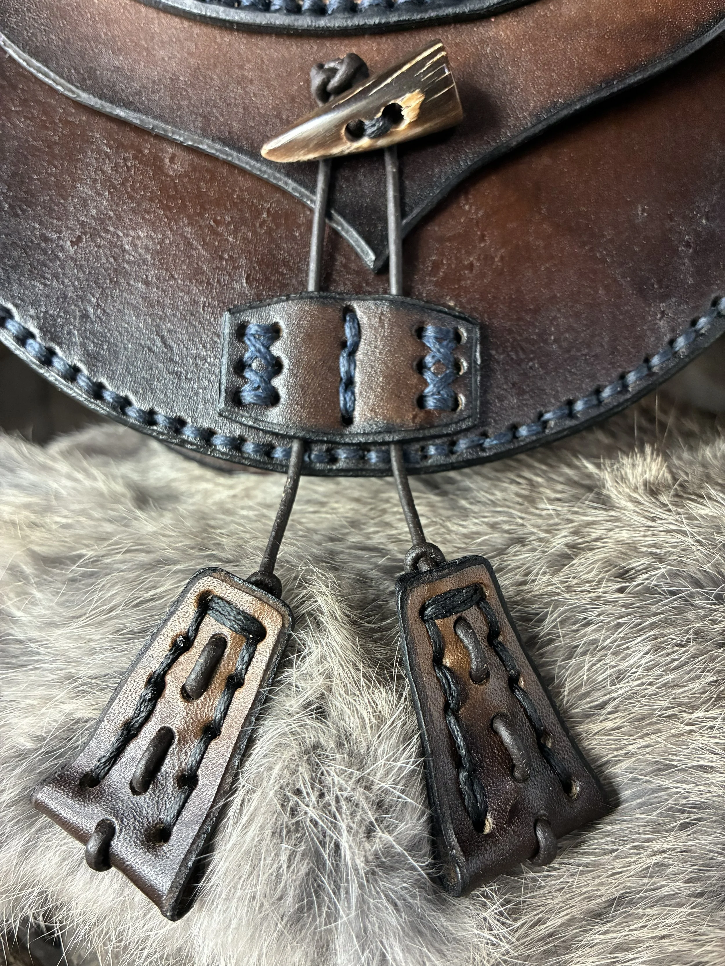 Viking King Leather Belt Bag. Closure Detail