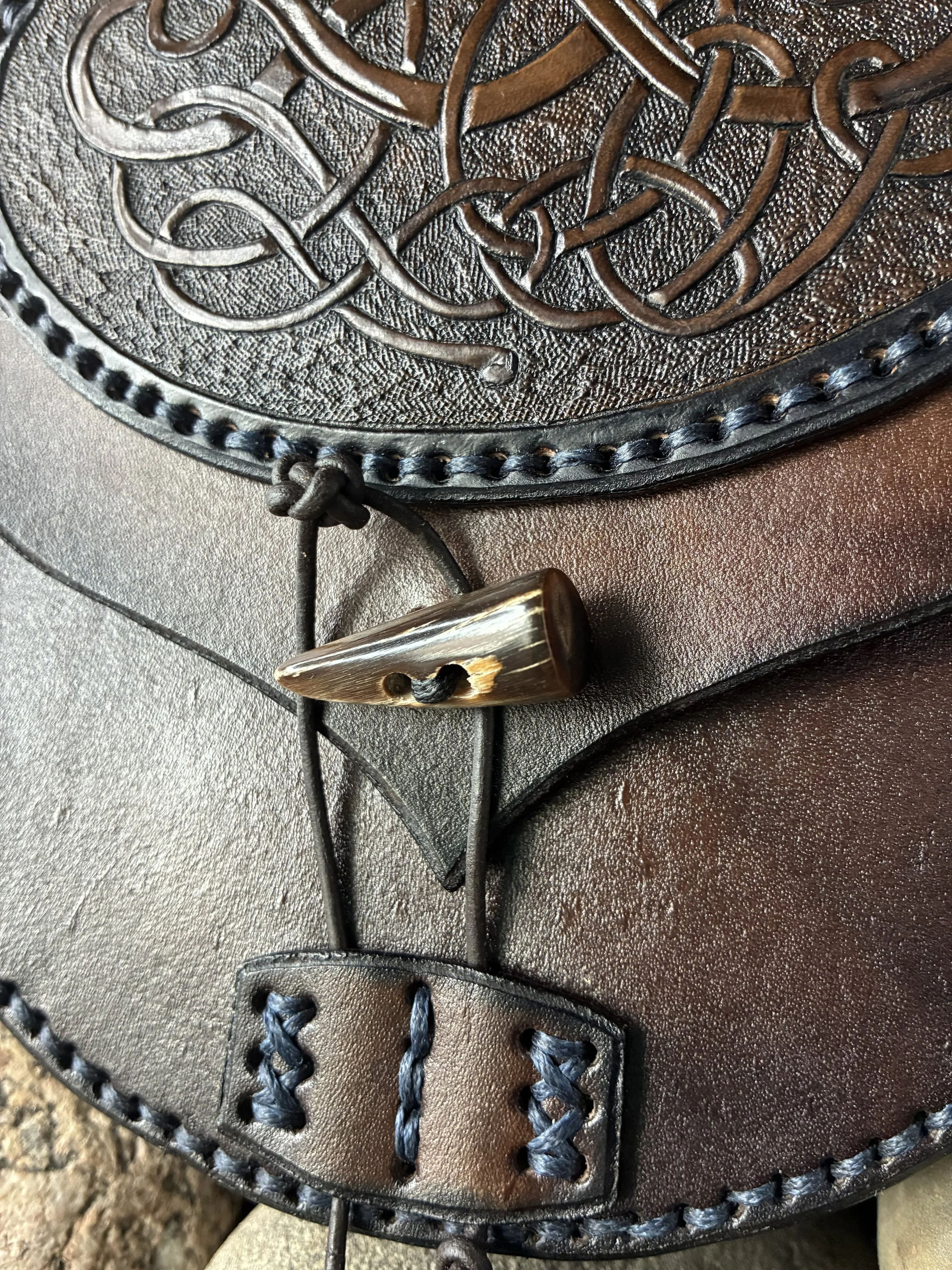 Viking King Leather Belt Bag. Toggle Detail
