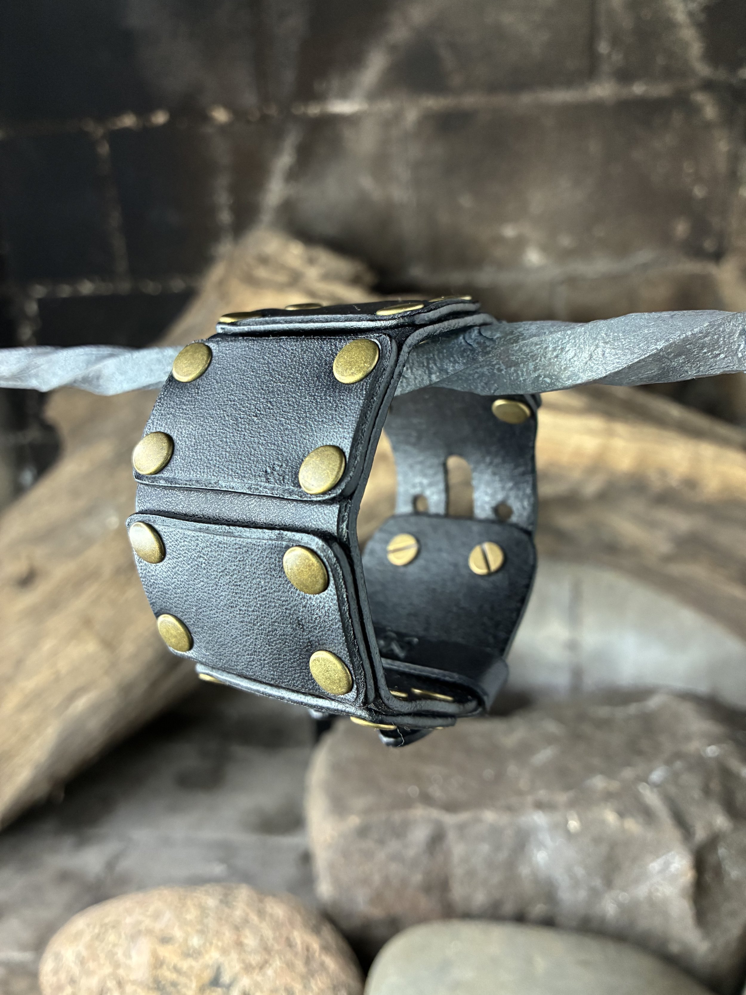 Lamellar Armor Wrist Cuff in Black
