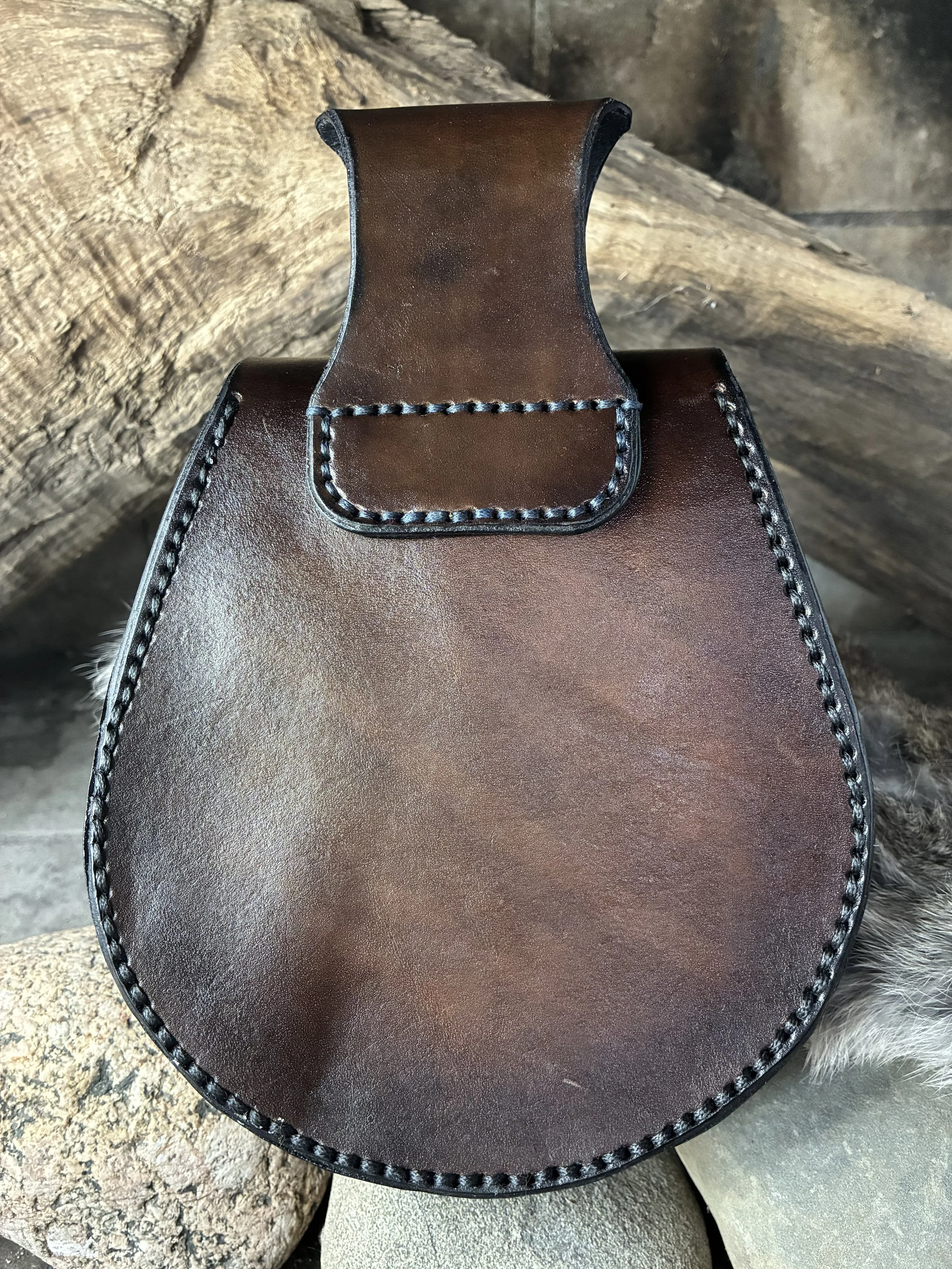Fenrir the Wolf Leather Belt Bag. Back View