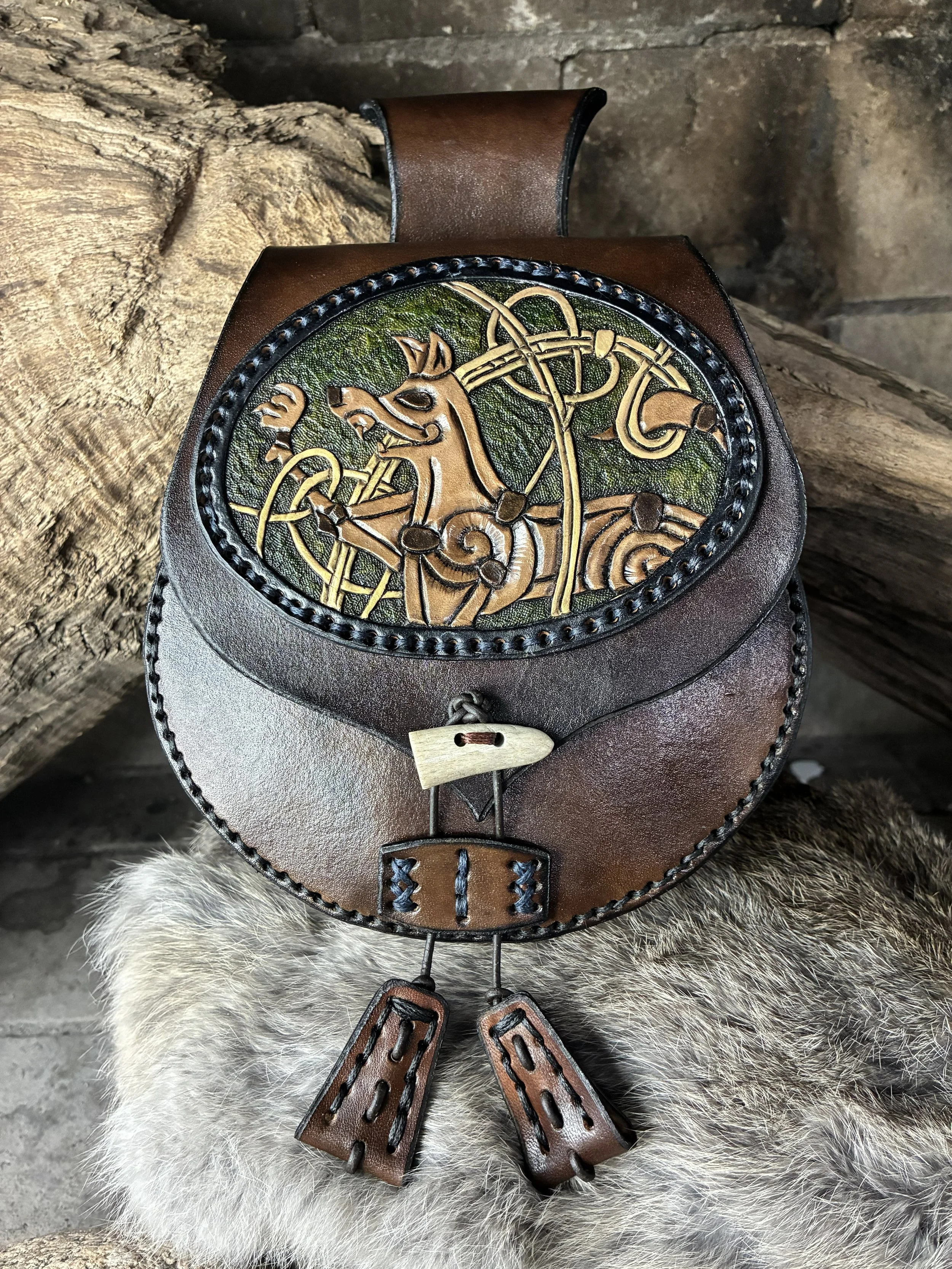 Fenrir the Wolf Leather Belt Bag