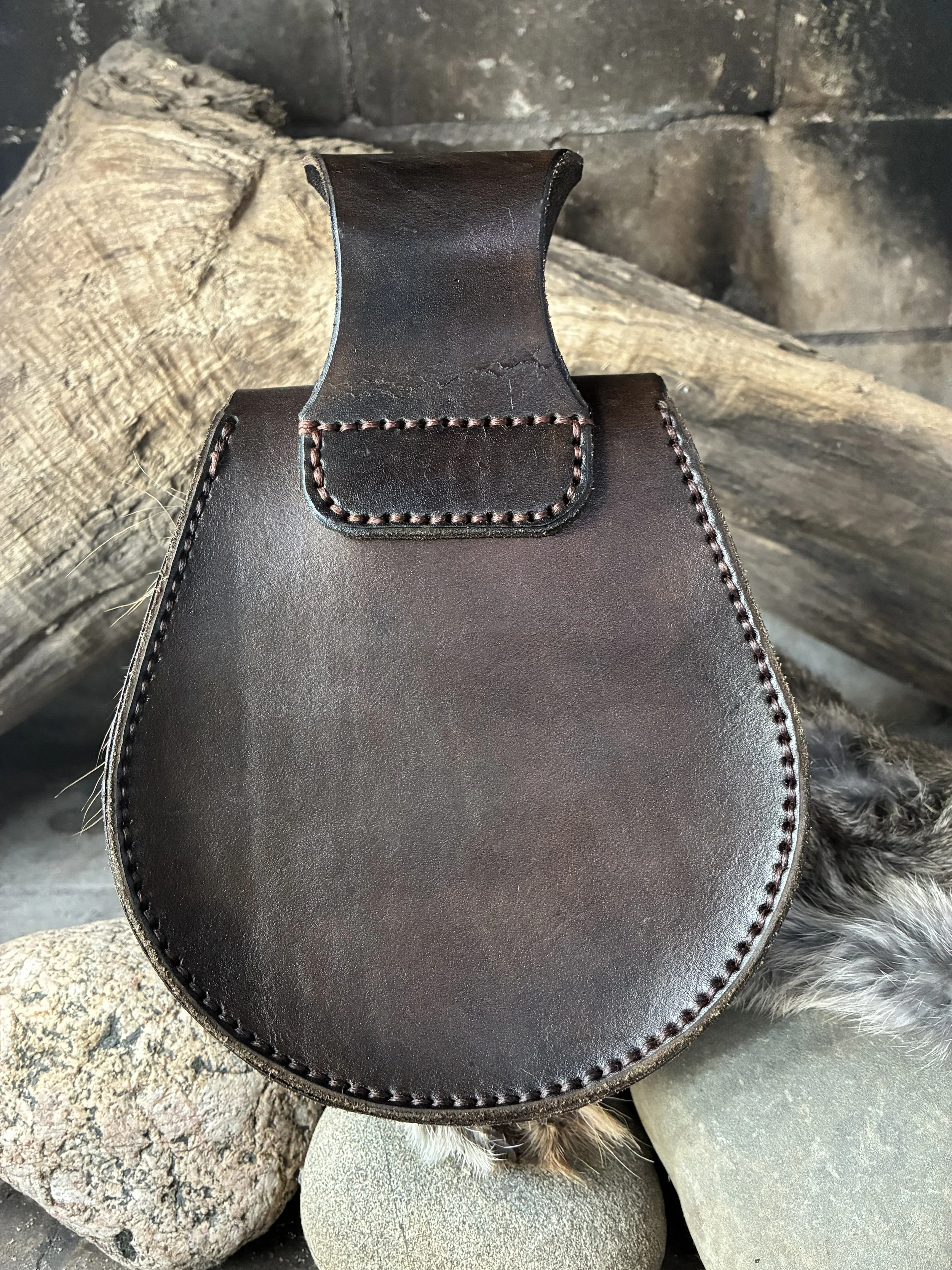 "Skinn" Exclusive Leather and Fur Belt Bag. Back View