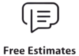 Icon of a chat bubble with three horizontal lines inside, above the text 'Free Estimates'