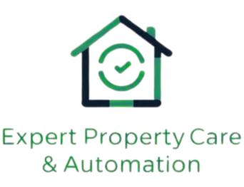 Logo for Expert Property Care & Automation featuring a house with a circular arrow inside and the company name underneath.
