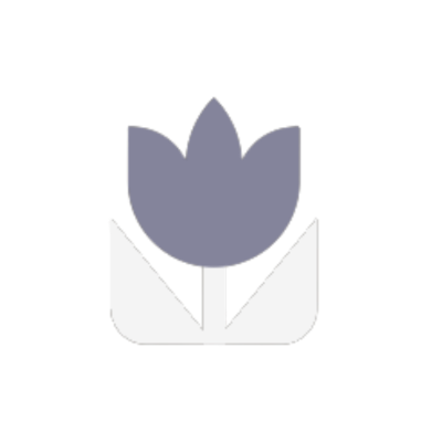 Stylized gray tulip icon on black background.