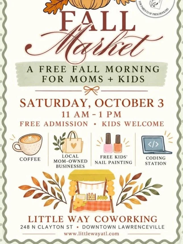 FREE INDOOR FALL MARKET - This Saturday! 🍂

Rain is in the forecast this weekend, but that won&rsquo;t stop the Fall Market at Little Way ! Come out to our FREE indoor Fall Market this Saturday from 11 AM&ndash;1 PM. Grab some coffee and fall treats