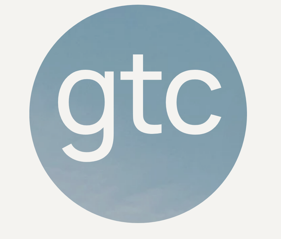 A circular logo with the lowercase letters 'gtc' in white on a blue gradient background.