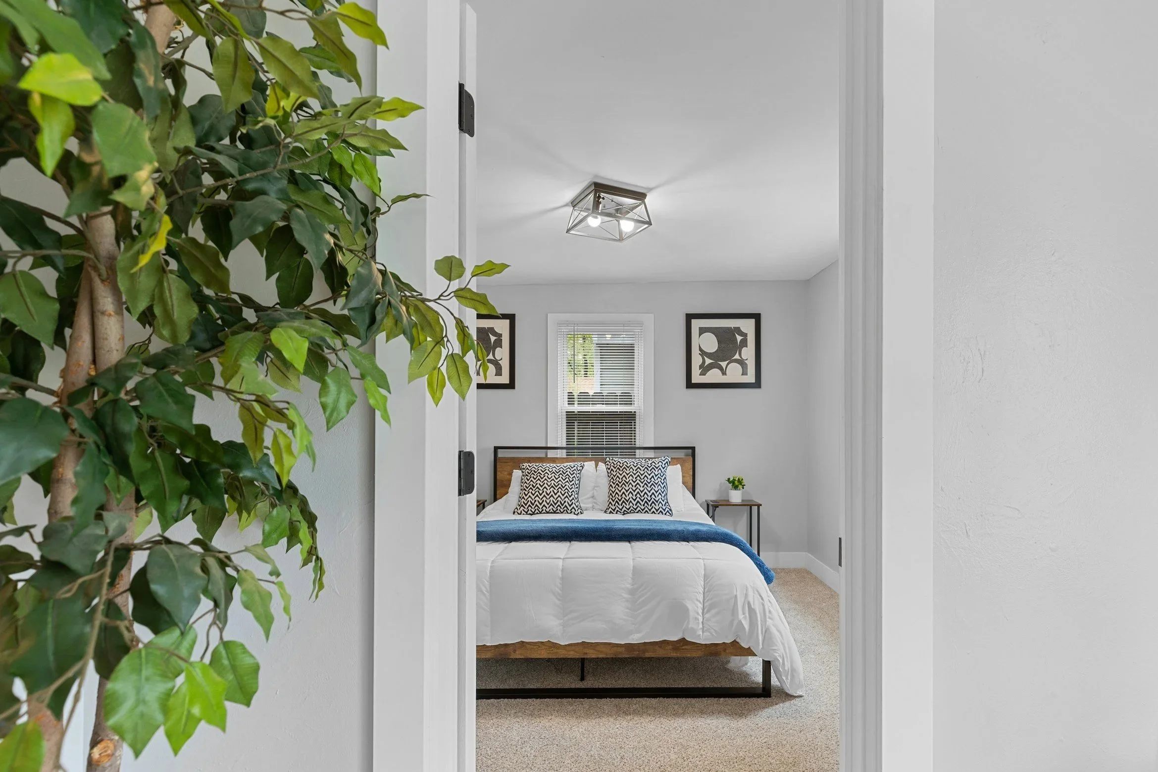 Clean and guest-ready bedroom prepared after professional short-term rental and residential cleaning service