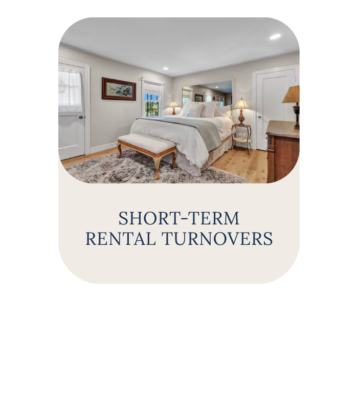 Short-term rental turnover cleaning preparing a guest-ready bedroom for Airbnb and vacation rental stays