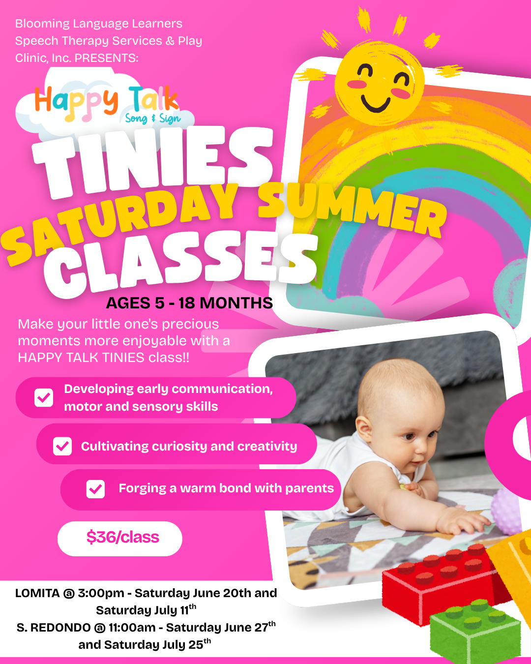 LOMITA - Happy Talk TINIES (5-18 months) - SATURDAY JUNE 20th @ 3:00pm  -  Core and Calm Yoga Studio -  24017 Narbonne Ave.