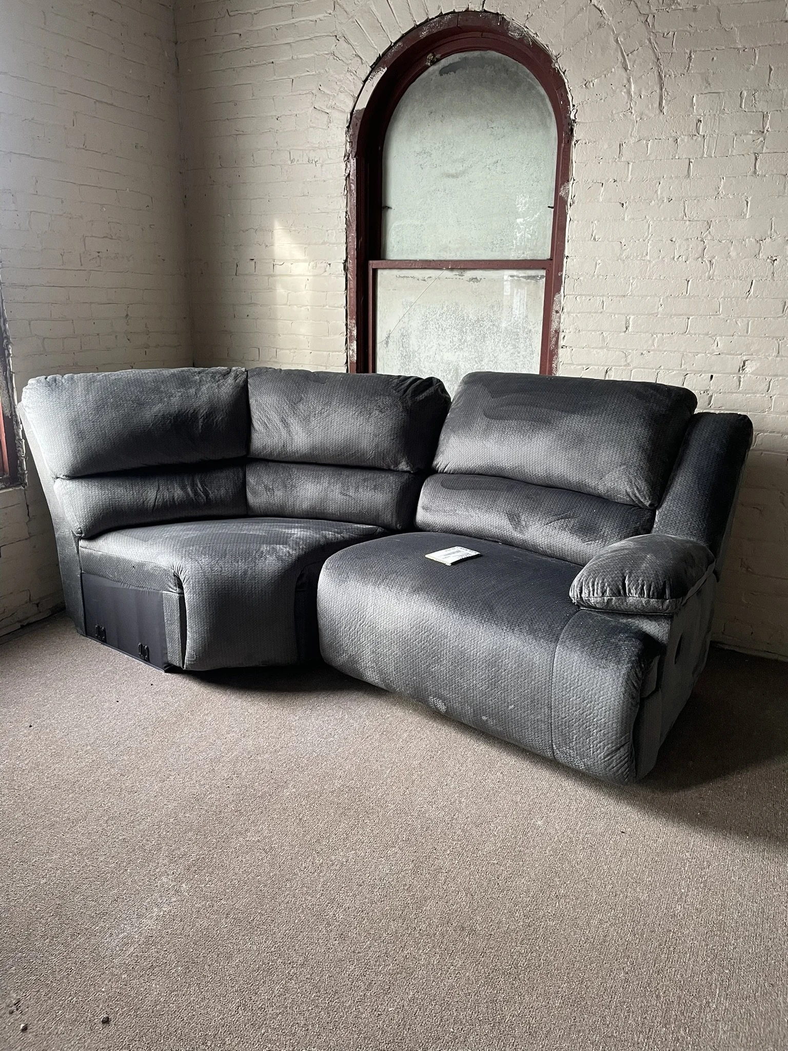 Ashley Sectional Partial 2 Pieces Gray Recliner and Wedge 3650541 F4-171