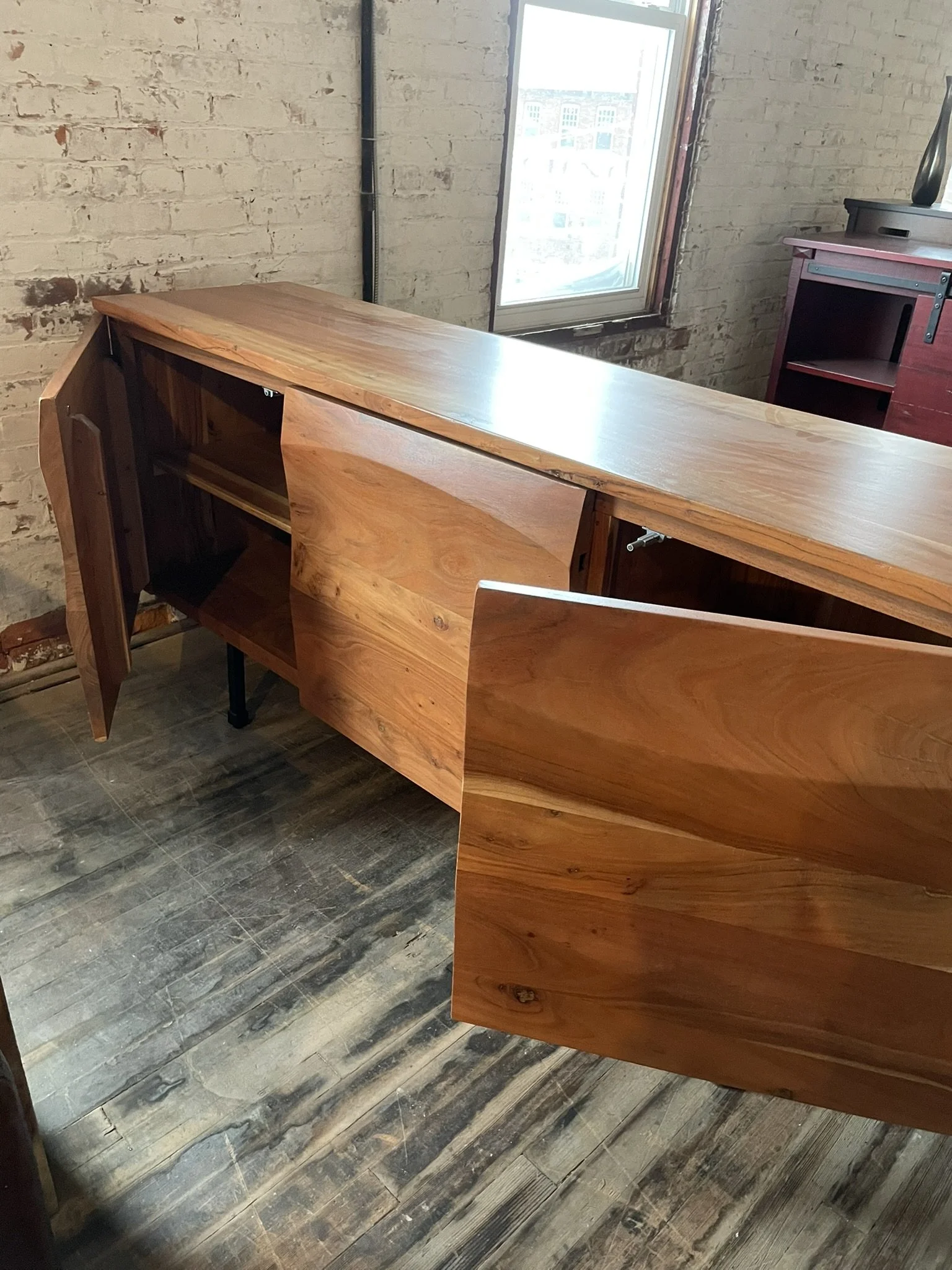 Natural Wood Carved Entertainment Center JoFran F4-208