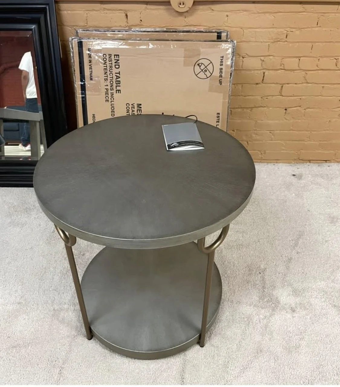 Ashley End Table Gray with Gold Legs T178-8 M14