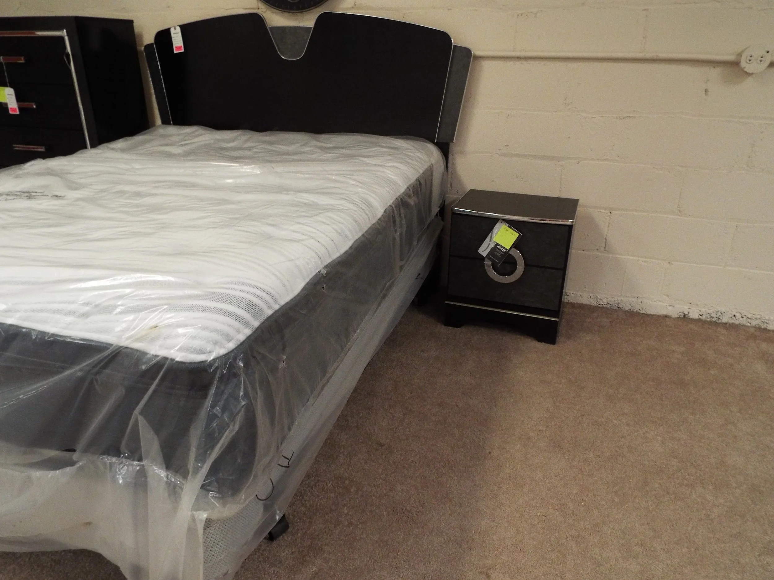 Ashley Black and Silver Queen Bed With Matching Nightstand B203-57 B203-91 F3F-162