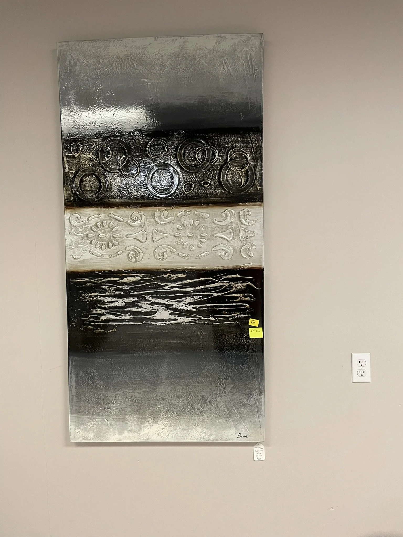 Black and Silver Contemporary Wall Art 30 x 60 Bawne Textured F4-206