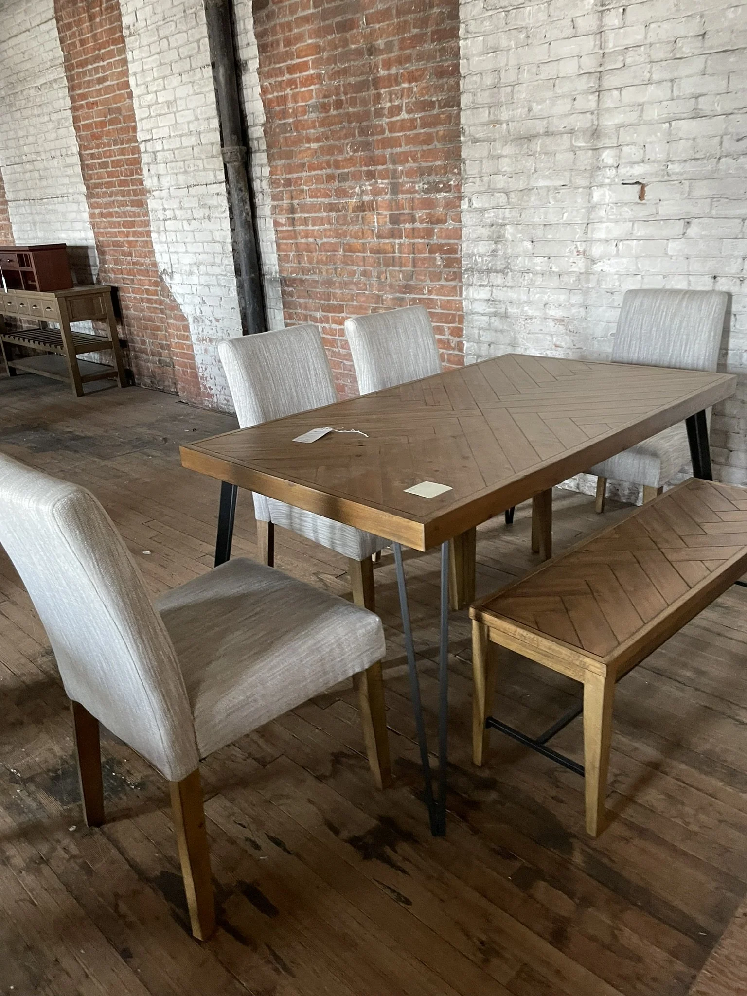 Elegant Dining Set with Table, 4 Chairs, and Bench 42T3560 F3-1