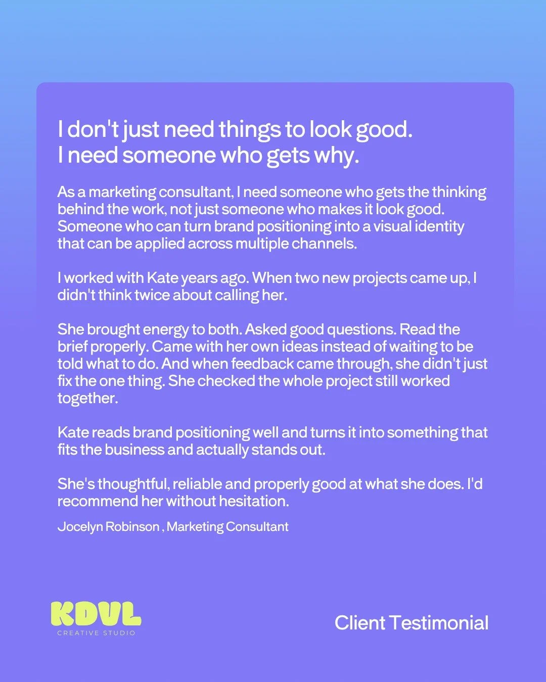 Client Testimonial 🥺

There's no better feeling than receiving feedback like this. 

Grateful to be trusted to help brands come to life through design.