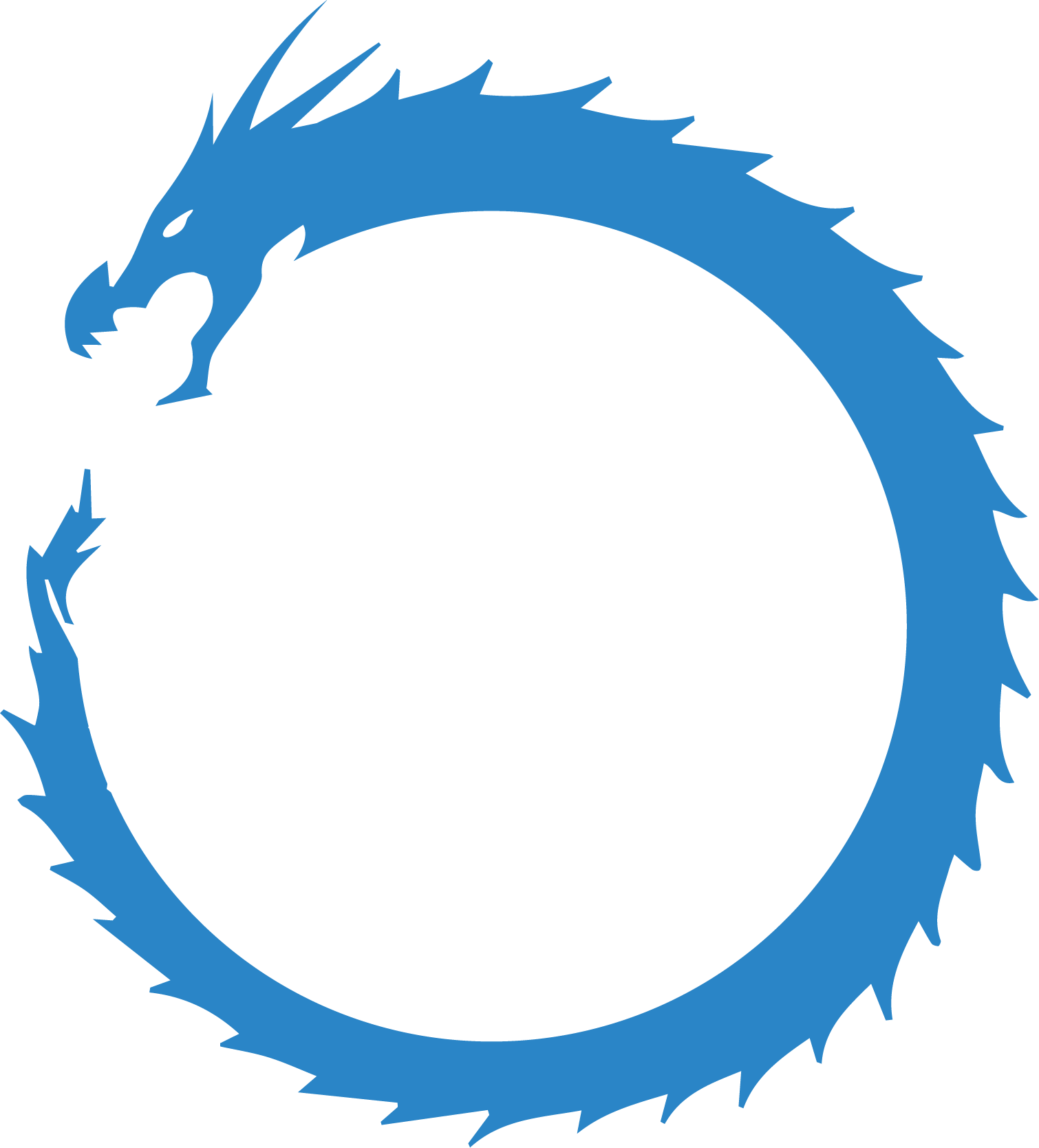 Image of blue dragon in a circle figure