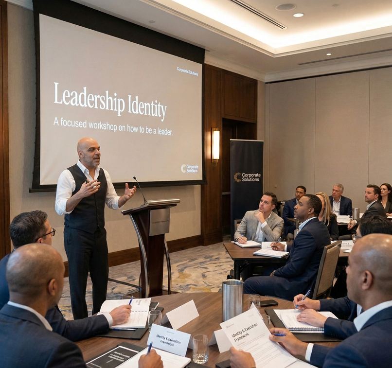 Leadership team working through a Leadership Identity Intensive session with Orlando Nord