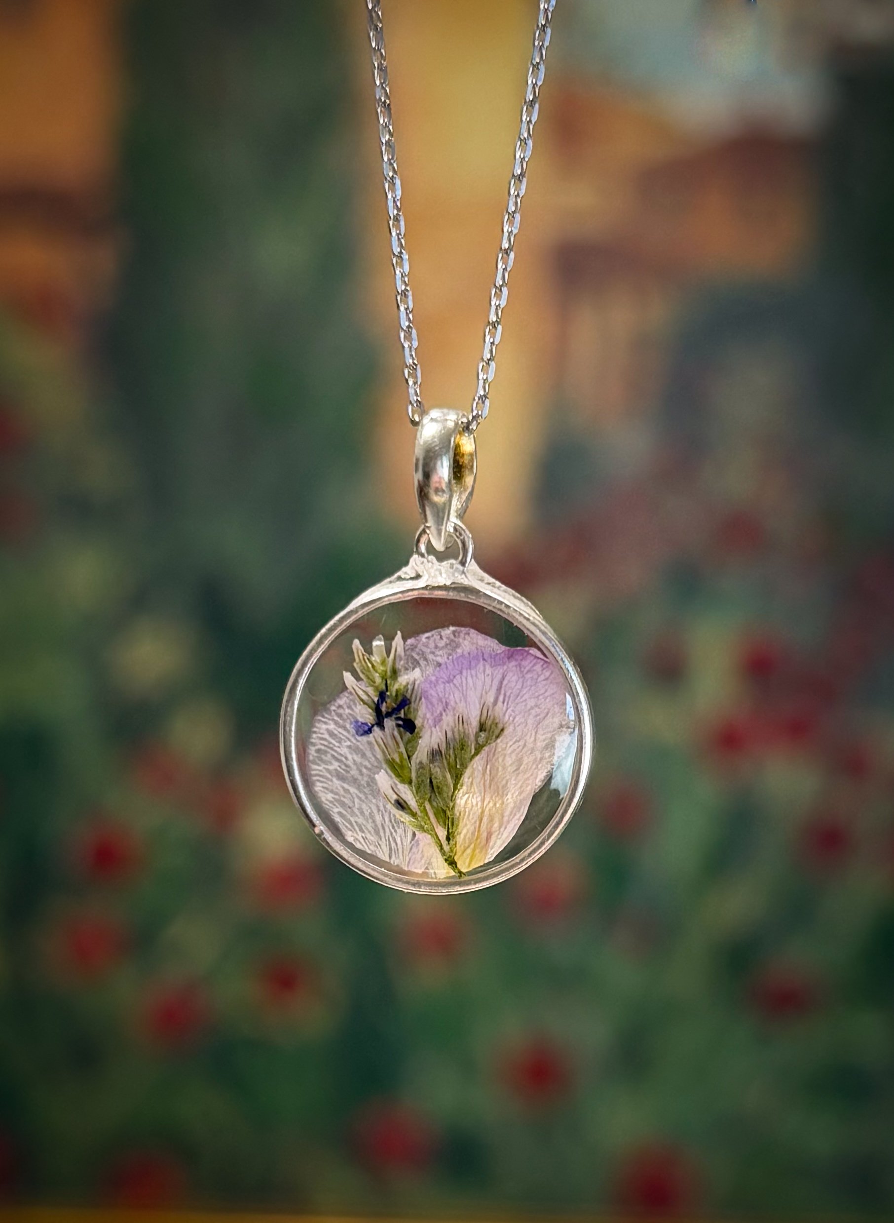Pressed flower necklace