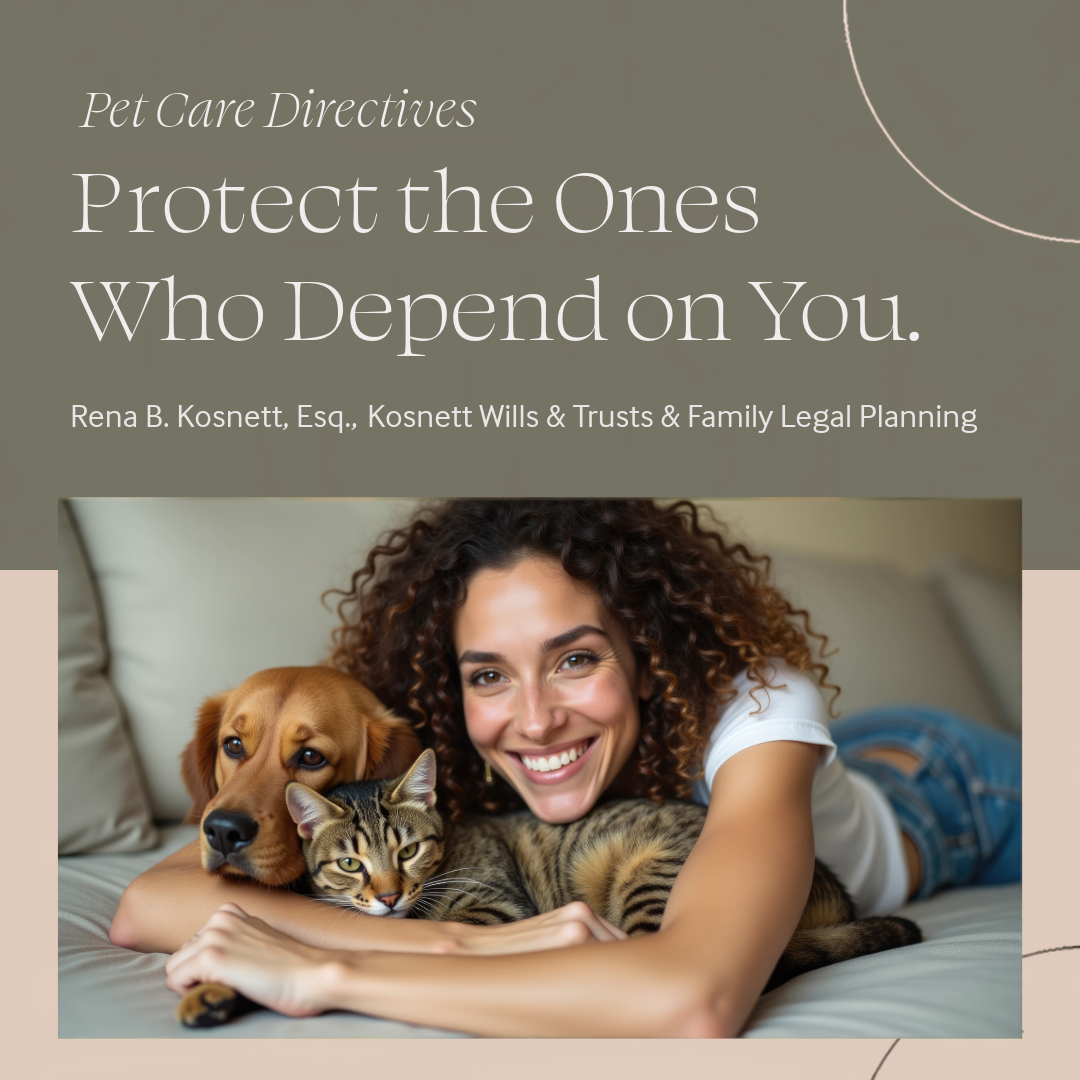 Showing a white, thin, young lady with dark brown curly hair lying across her bad with her cat and dog. She is smiling with shiny white teeth and dark brown eyes and perfect complexion.