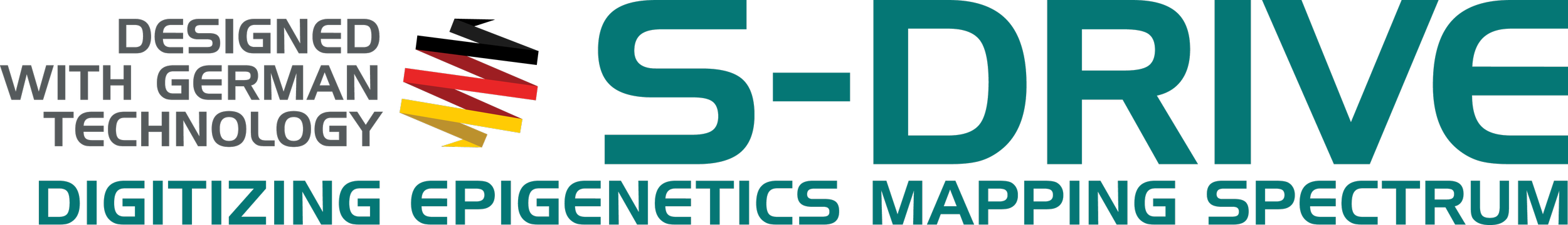 Text-based graphic with words like "S-DRIVE," "DIGITIZING," "EPIGENETICS," and "MAPPING," featuring color blocks and digital design elements.