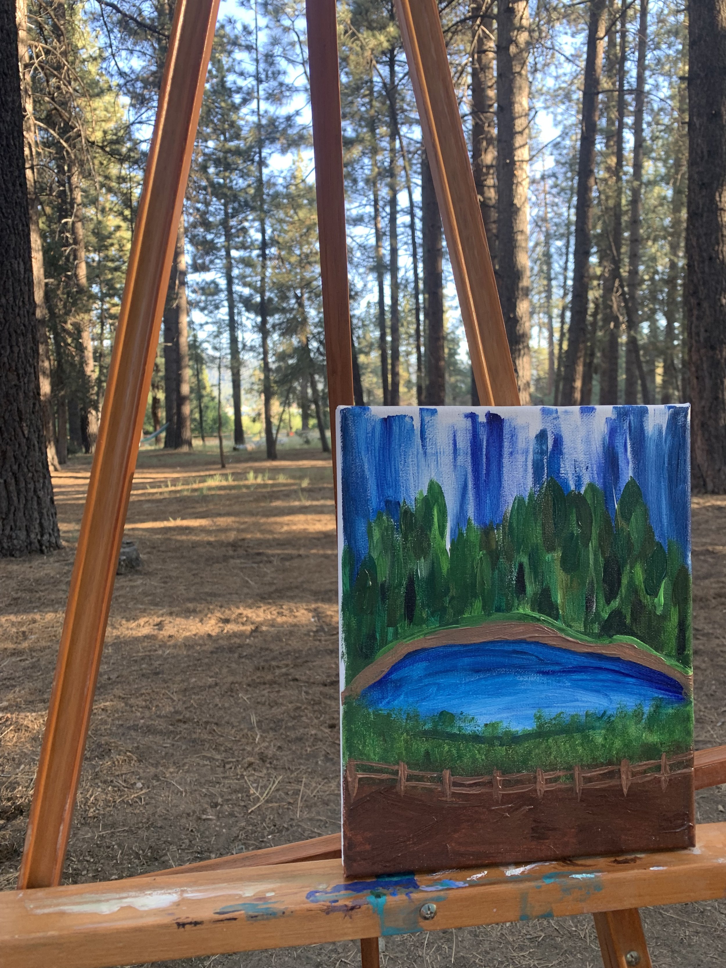 Camping painting plein air acrylic big bear lake Seattle pnw