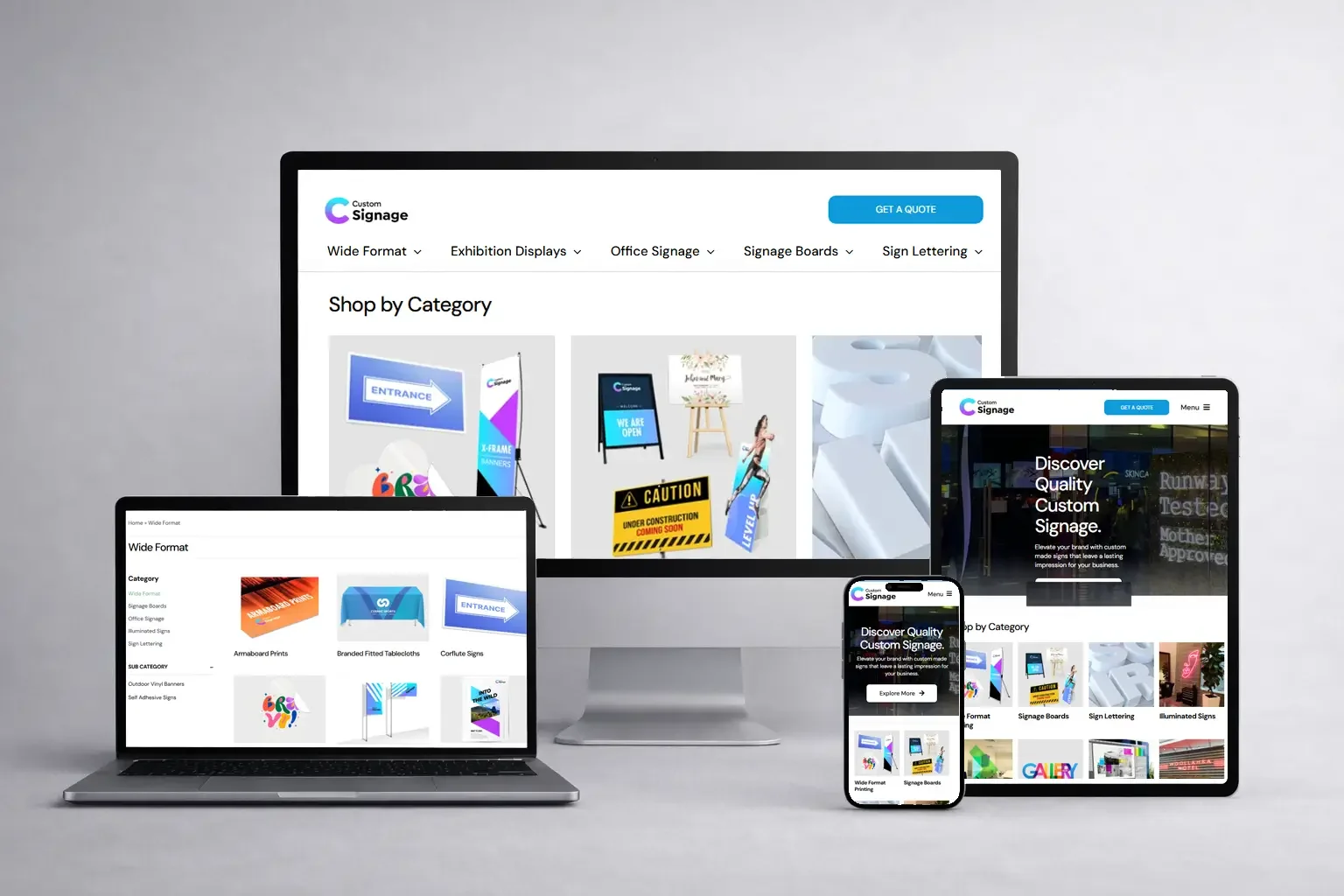 A responsive WordPress website built for a Sydney-based custom signage business, using a fast, performance-focused theme and intuitive design, with an integrated quoting system to improve lead capture and increase sales.