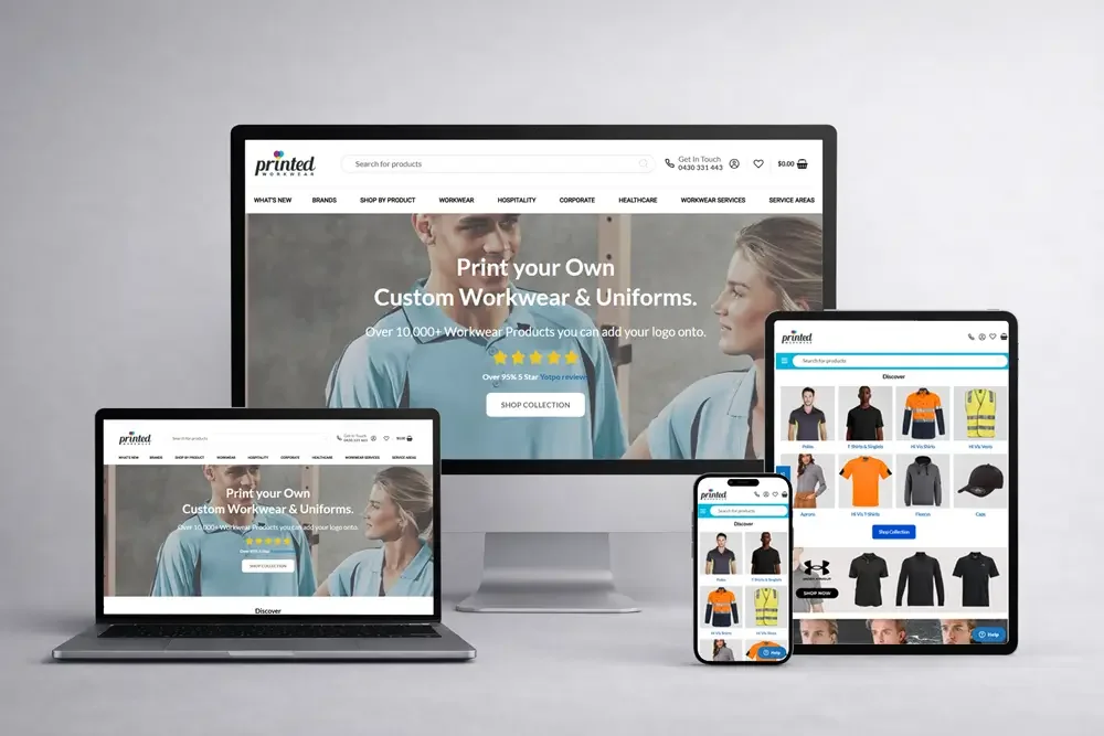 Printed Workwear web design & development 