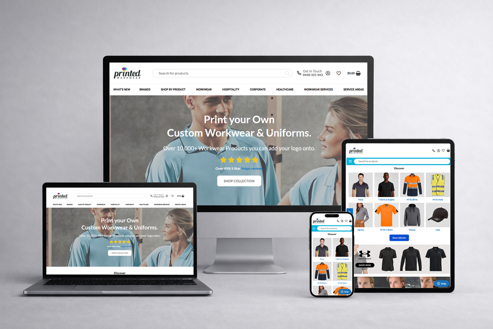Printed Workwear web design & development 