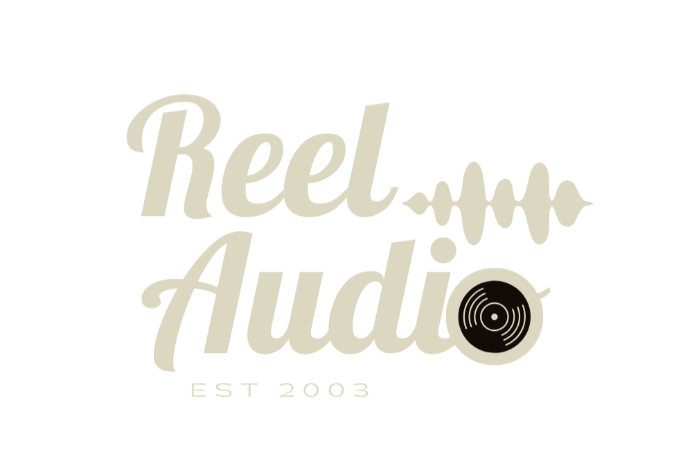 Reel Audio logo with stylized record and logo text