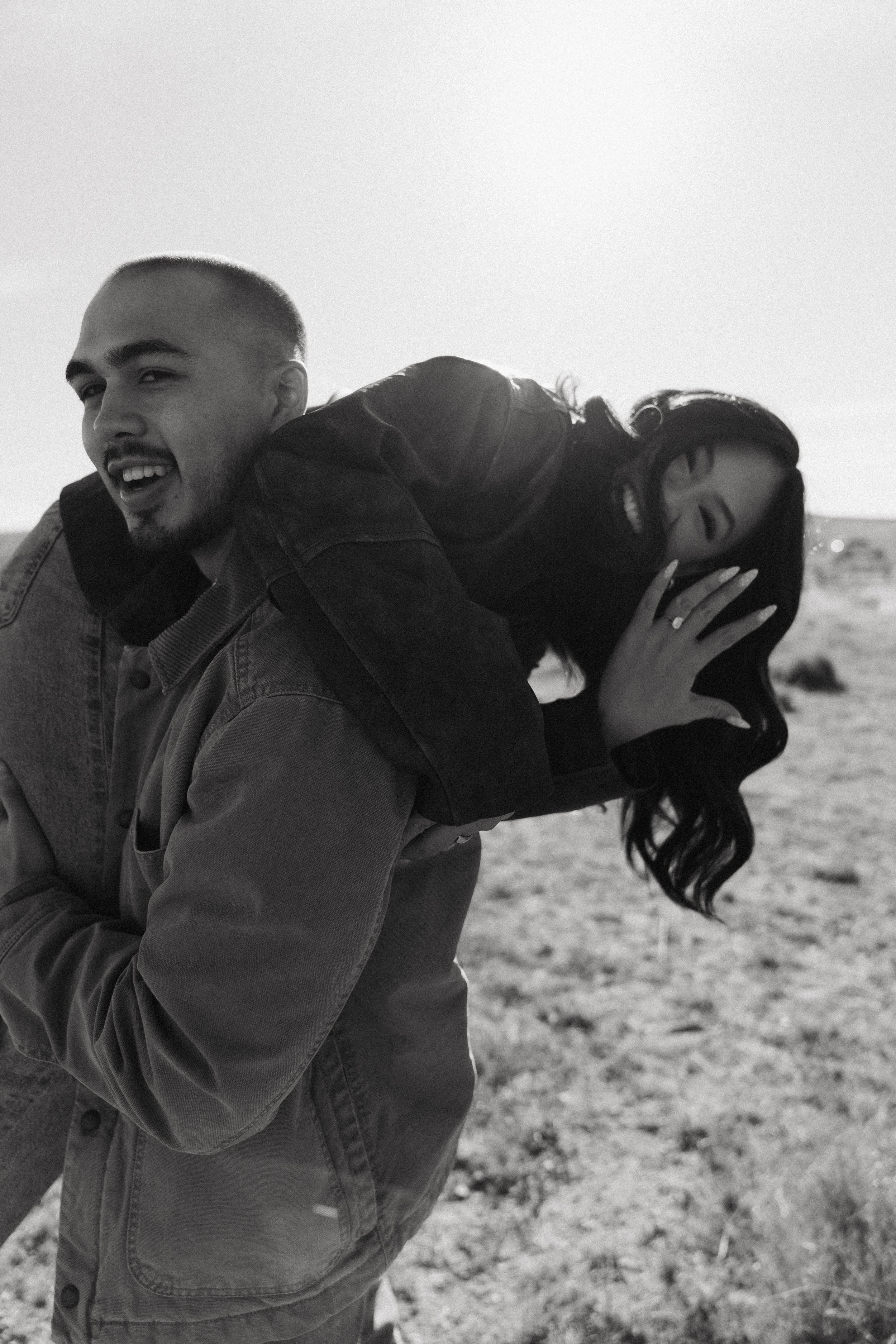 Desert Engagement Photos with Rocky Mountains - Red Rock, Las Vegas